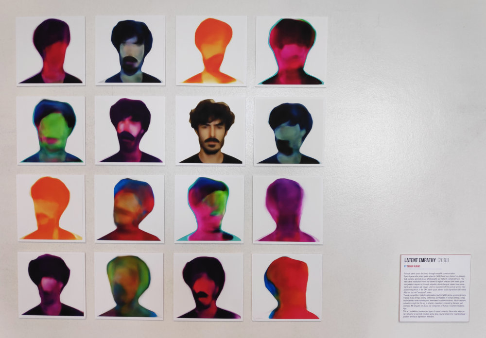 GAN Giclée prints at "AI + Art serendipity?" 2018 exhibition